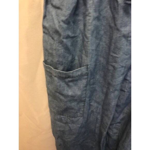 Bebe Romper Stone Denim Girls Med 10-12 Adjustable Straps Pockets Elastic Waist - Picture 4 of 7